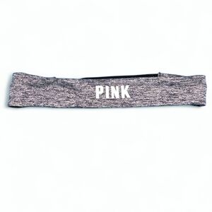 Victoria's Secret PINK Heathered Gray Black White Logo Headband Like New